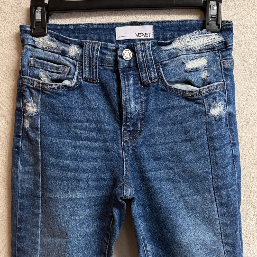 VERVET BY FLYING MONKEY Women's Medium Blue Skinny Distressed Jeans
